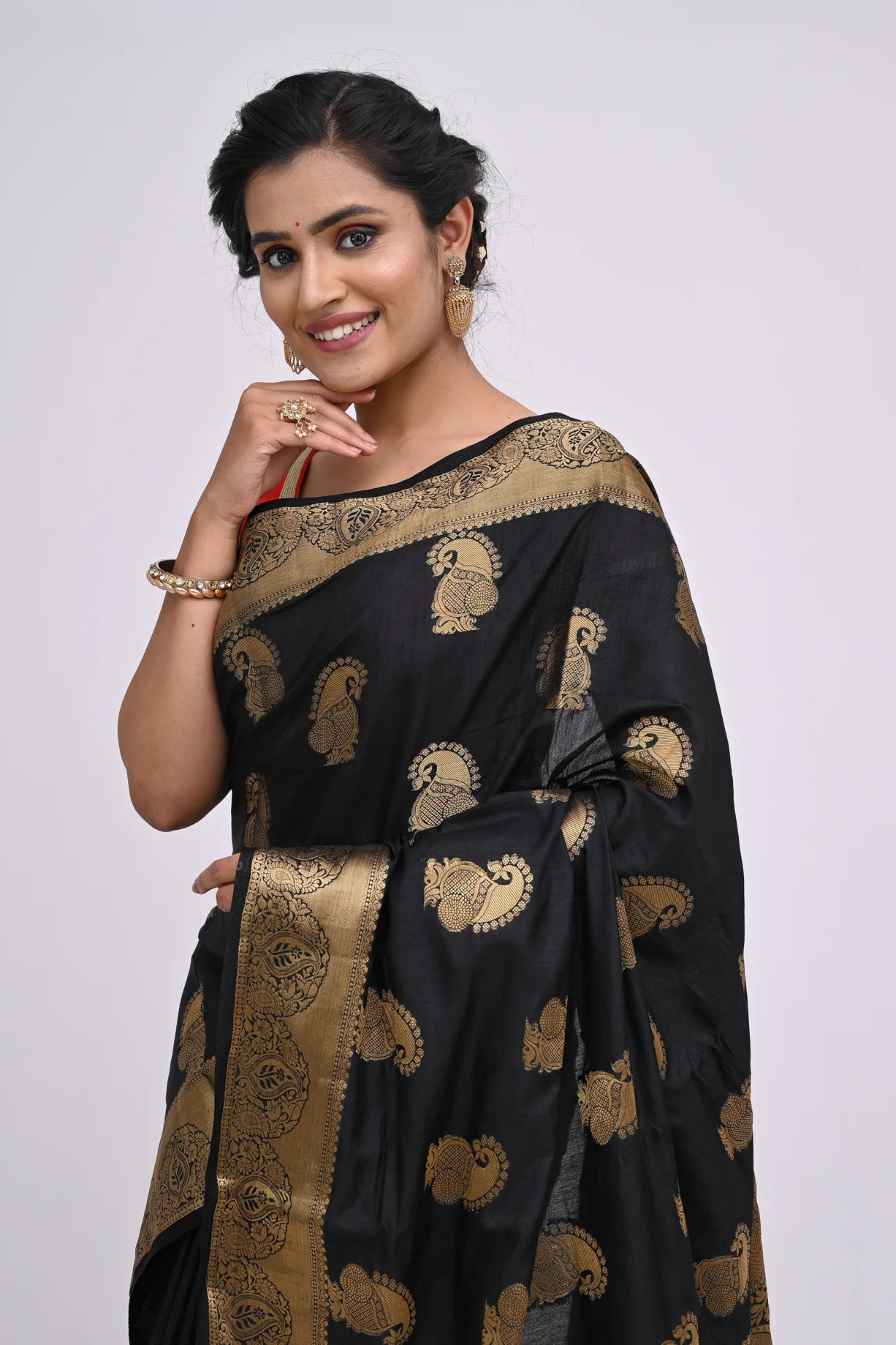 Black Modish Design Semi Silk Saree - KAJREE