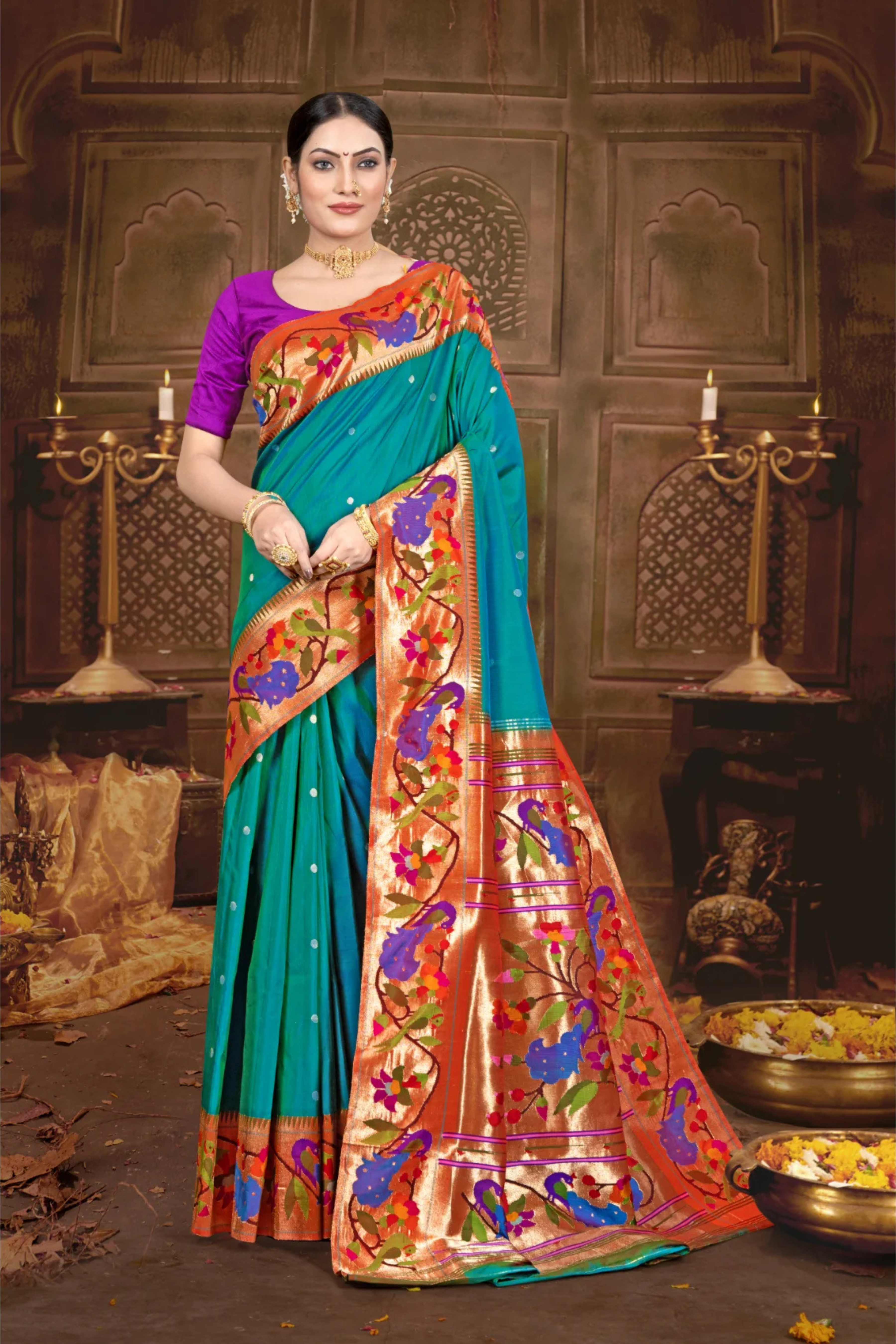 Blue Zariwork Pure Paithani Saree 