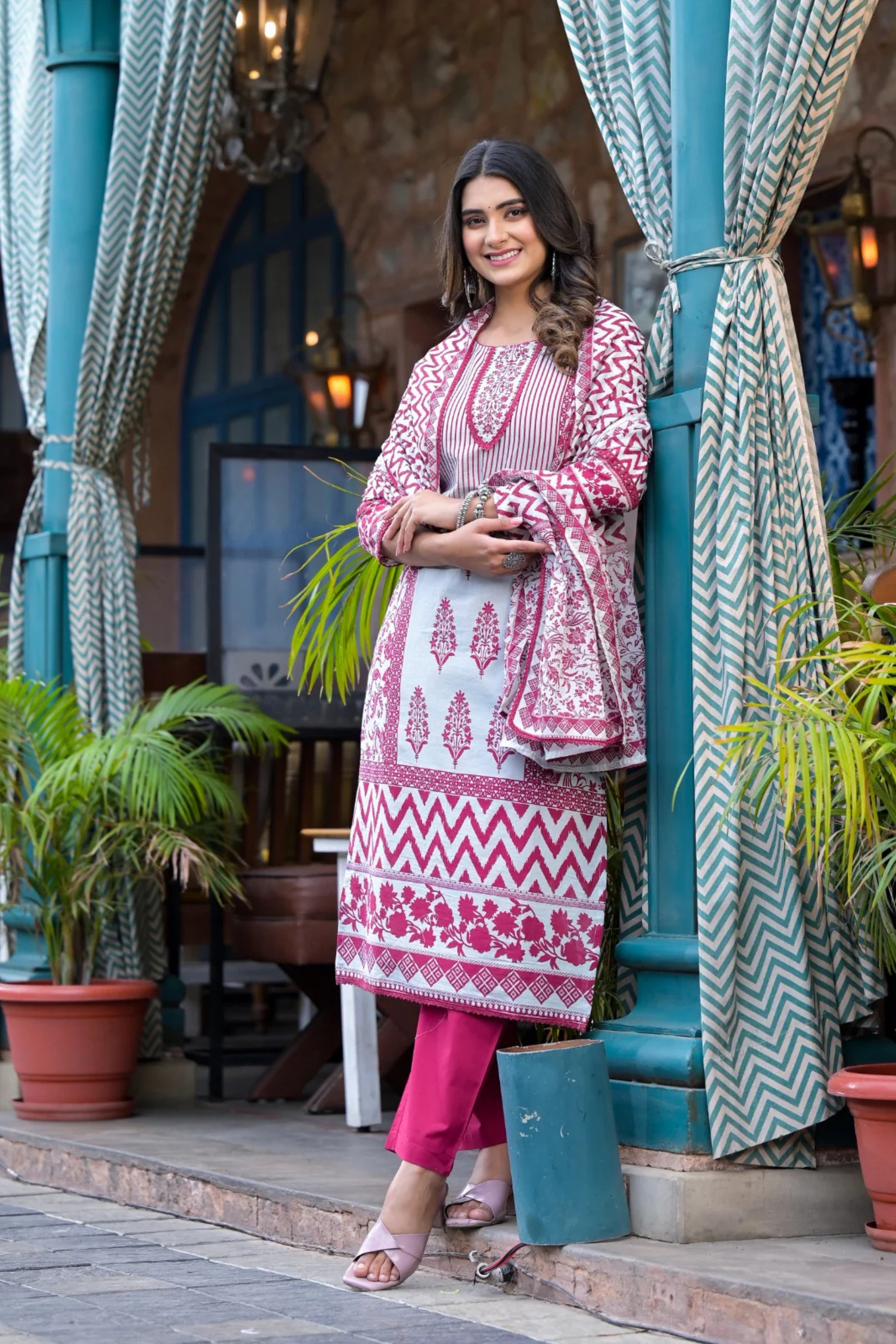 Maroon Block Print Muslin Kurta Set - Kajree