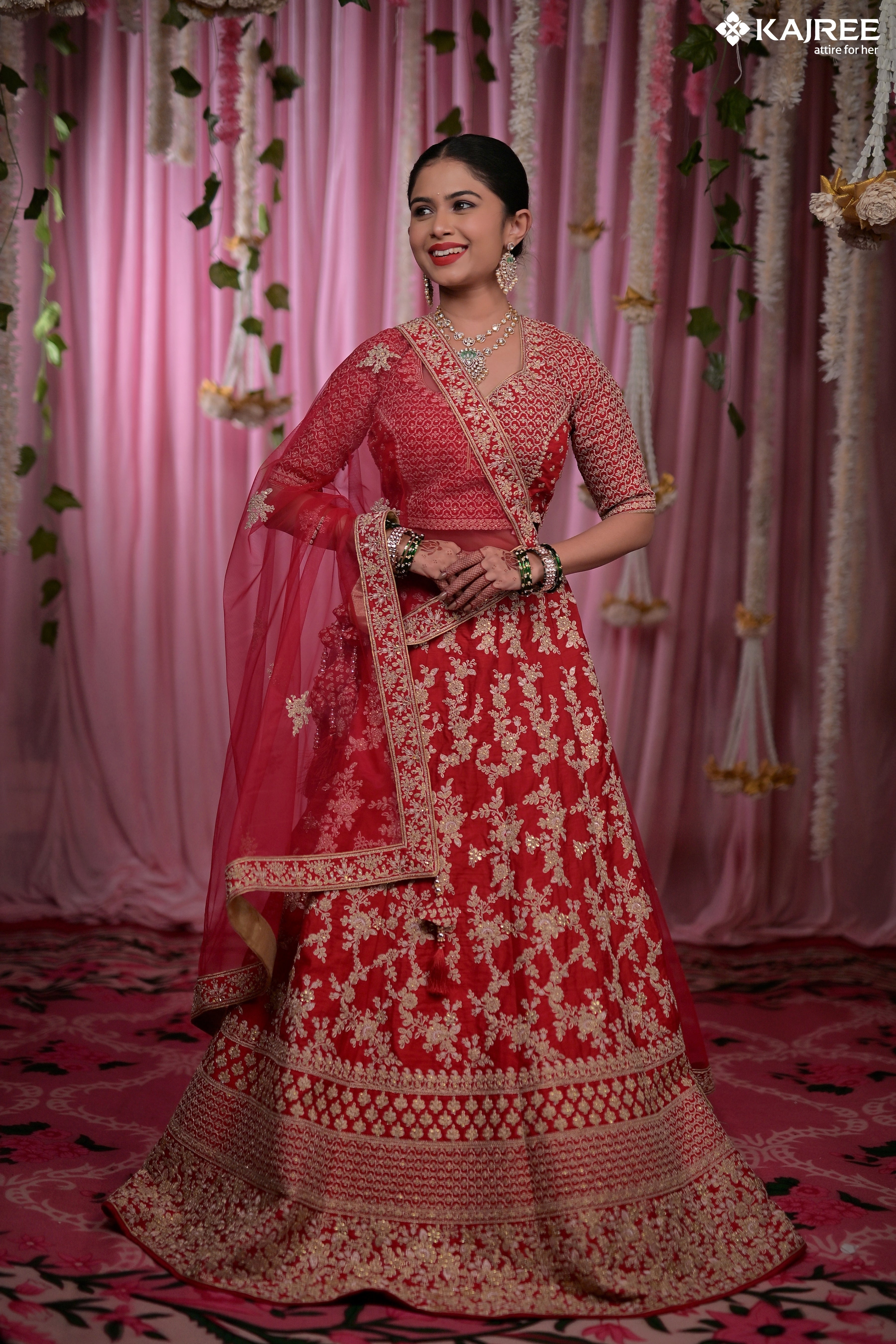 Red Silk Zariwork Bridal Lehenga 