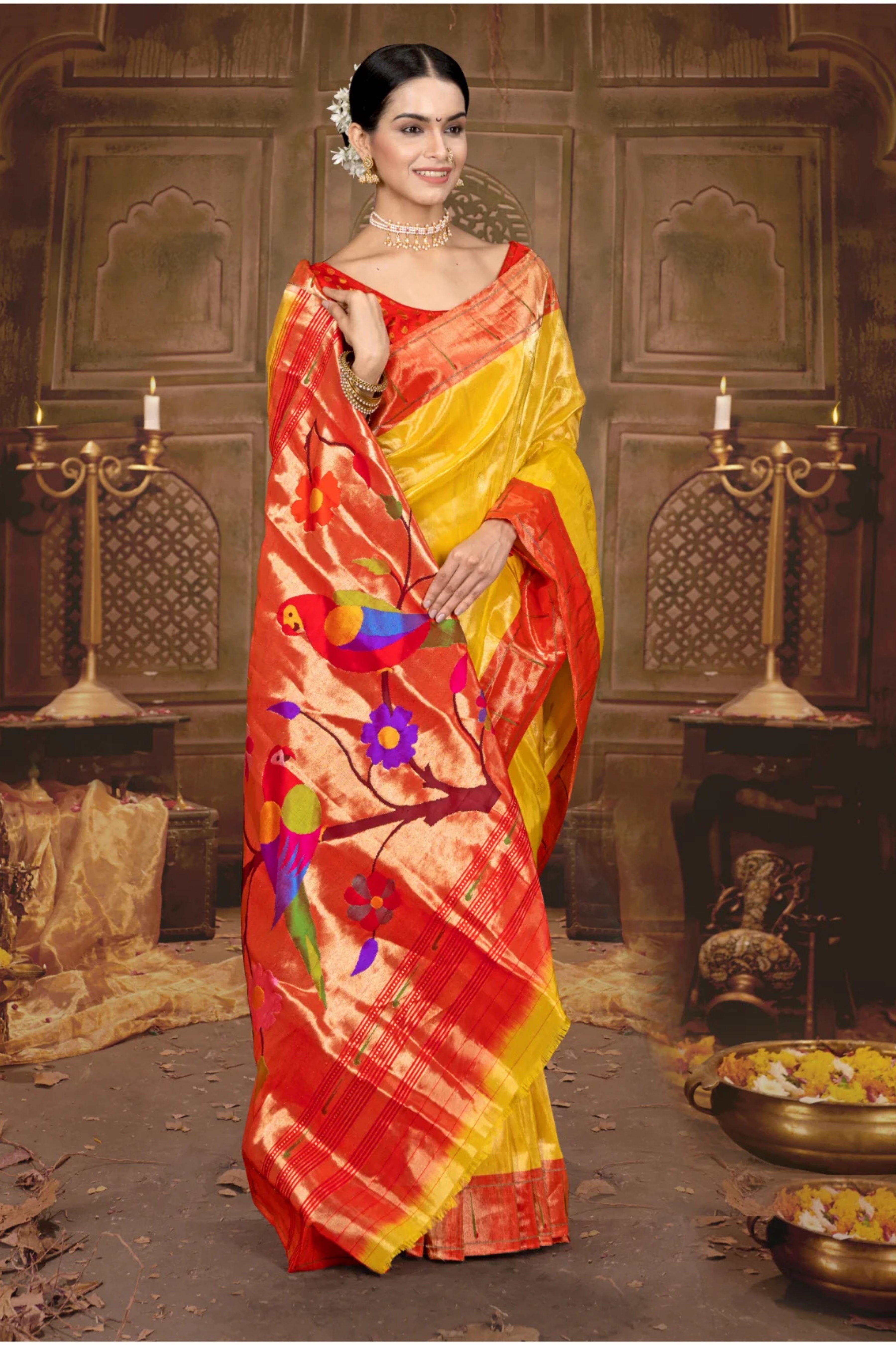Yellow Zariwork Pure Paithani Saree 
