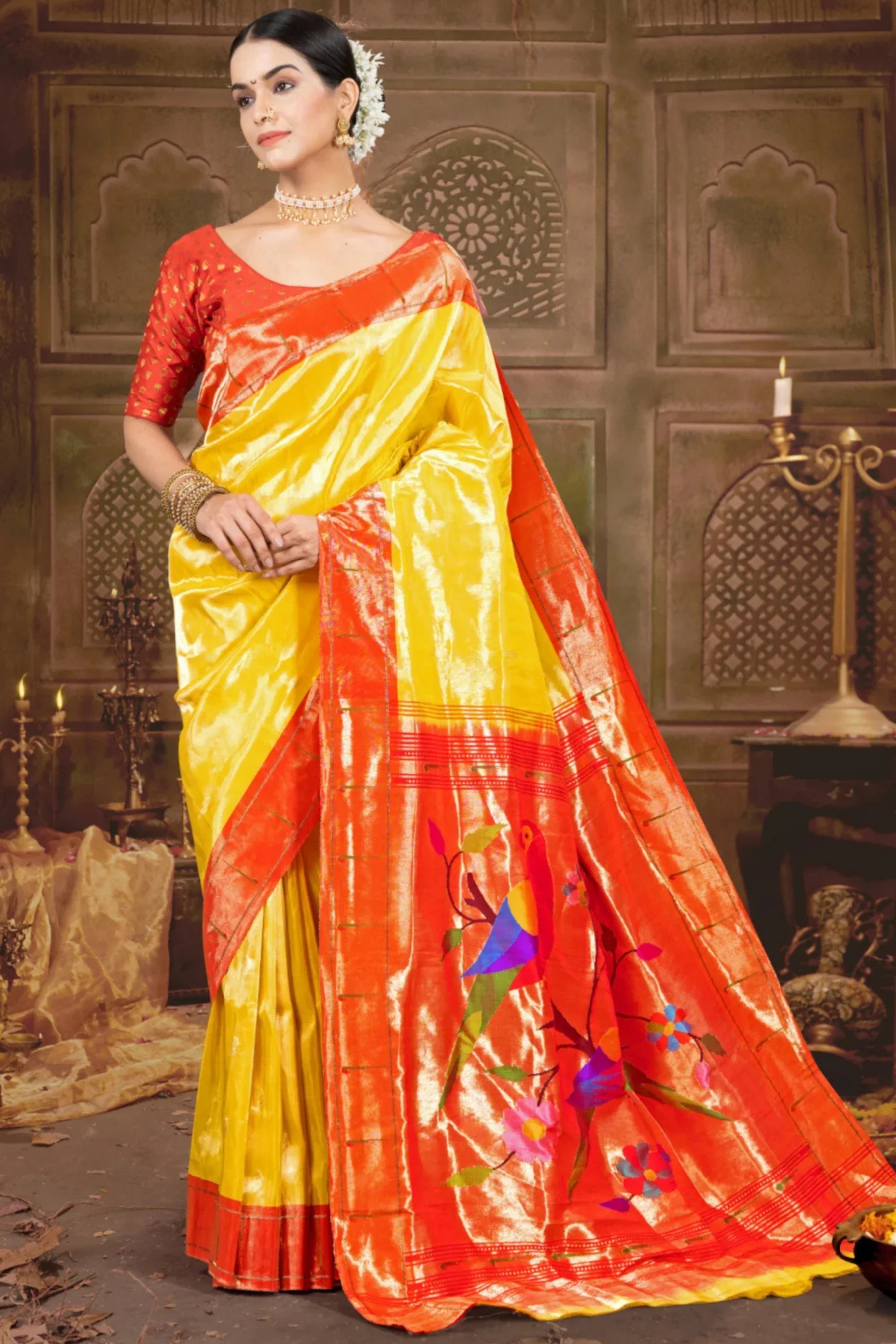 Yellow Zariwork Pure Paithani Saree 