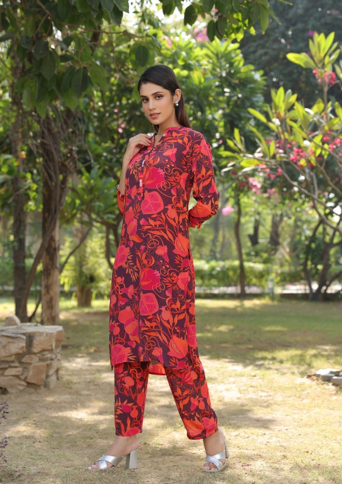 Red Block Print Muslin Co-ord set 