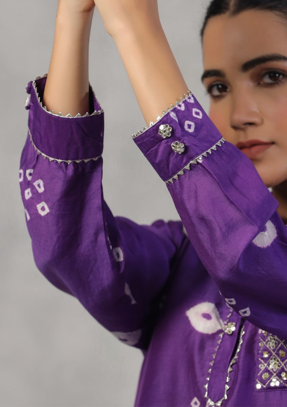 Purple Bandhani print Muslin Co-Ord Set - KAJREE