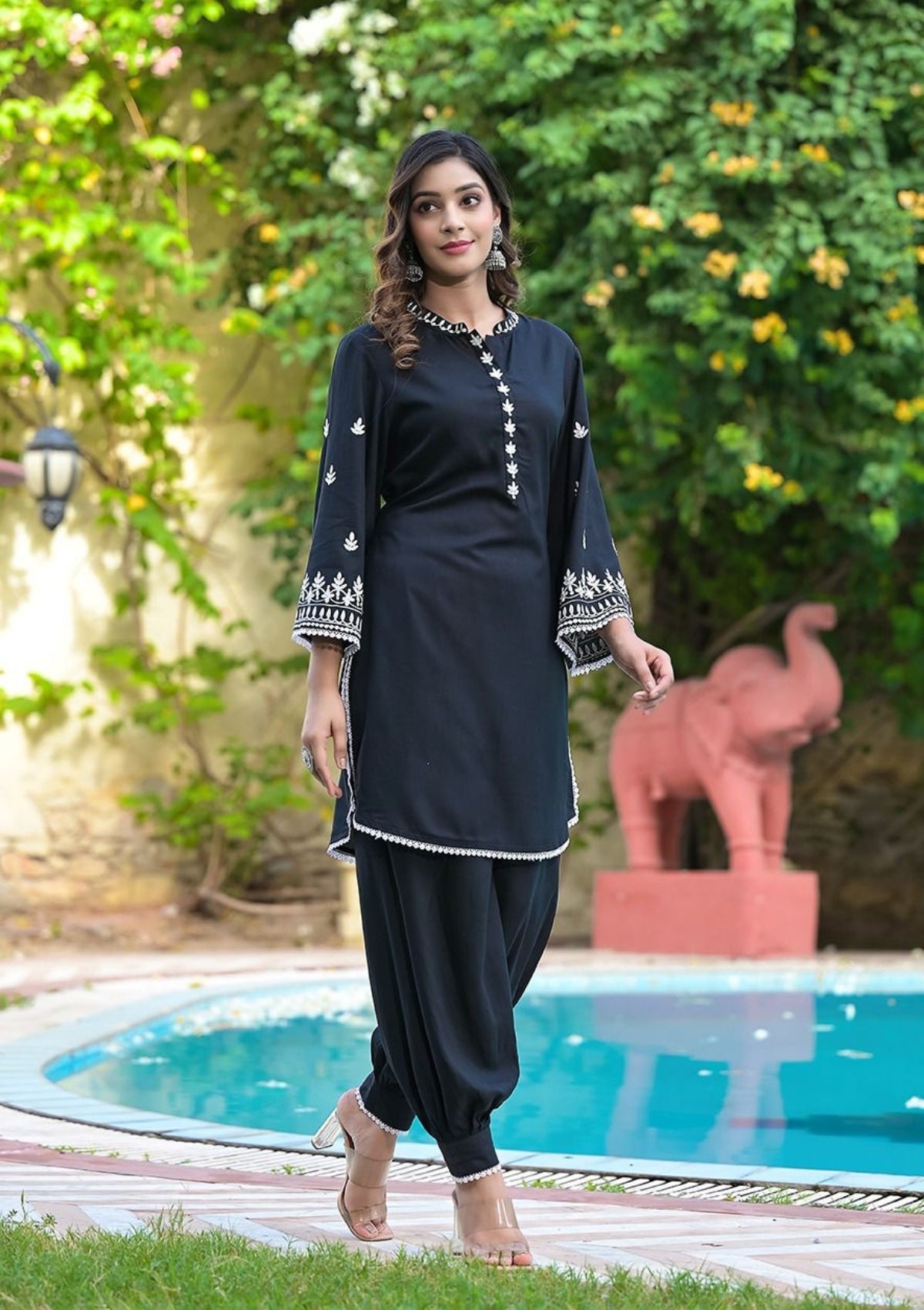 Black Threadwork Co-Ord Set 