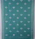 Peacock Blue Threadwork Linen Saree 