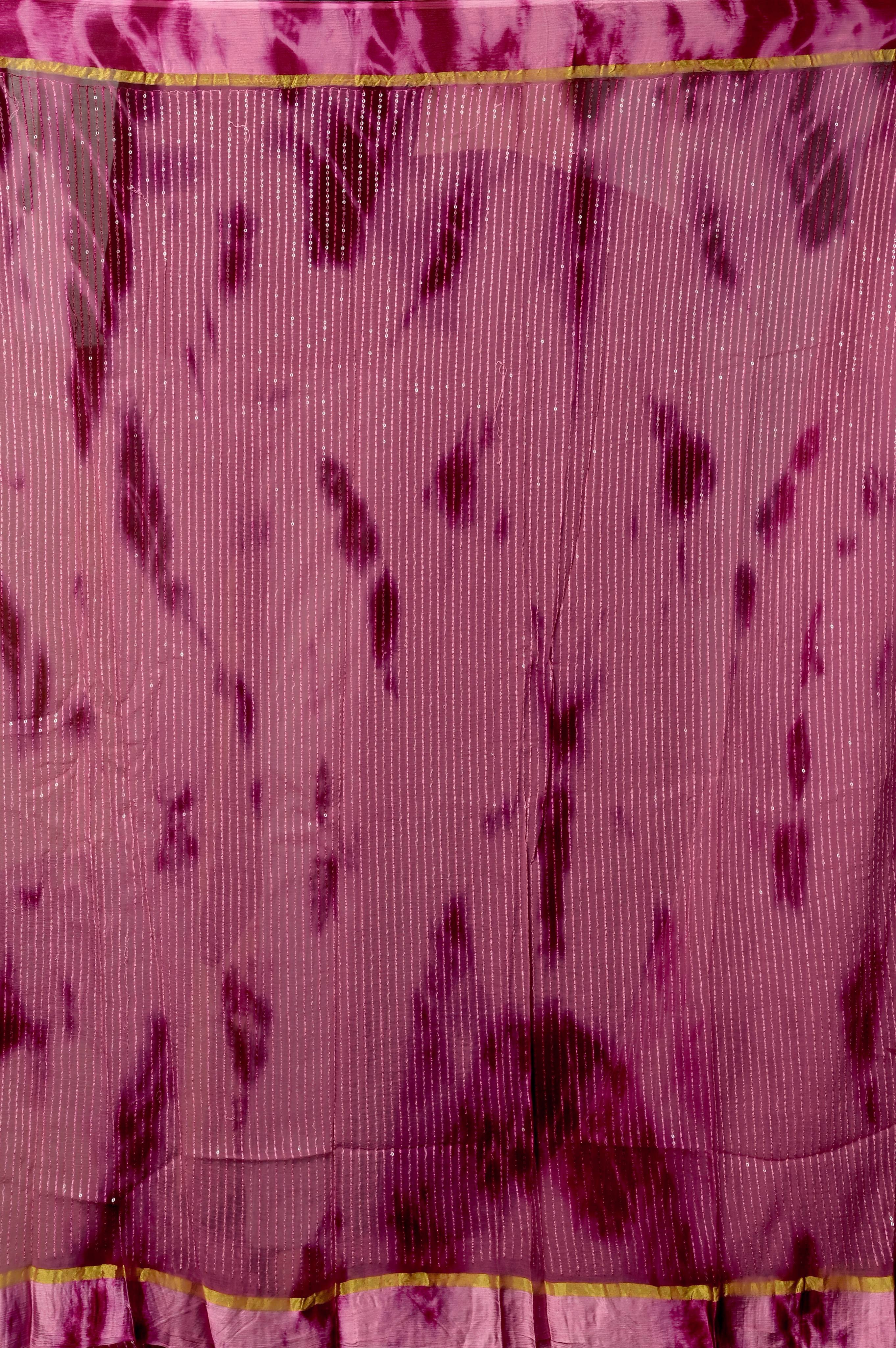 Pink Shibori print Georgette Saree 